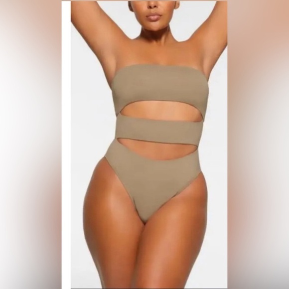 Skims Recycled Swim Cut Out Strapless Monokini Desert  3x (OP-BRF-3646) wk1 - Picture 1 of 6
